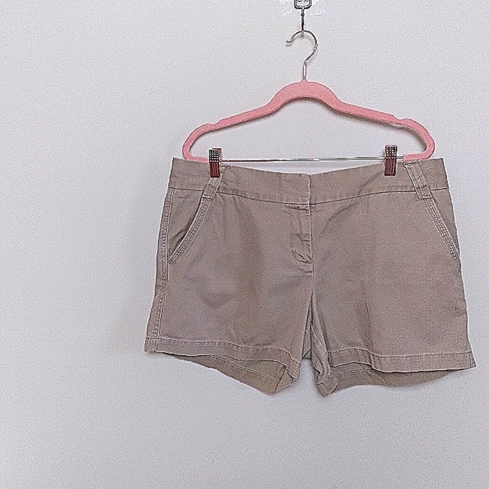 J. Crew Tan Khaki City Fit Classic Twill Chino Cotton Shorts Size 14